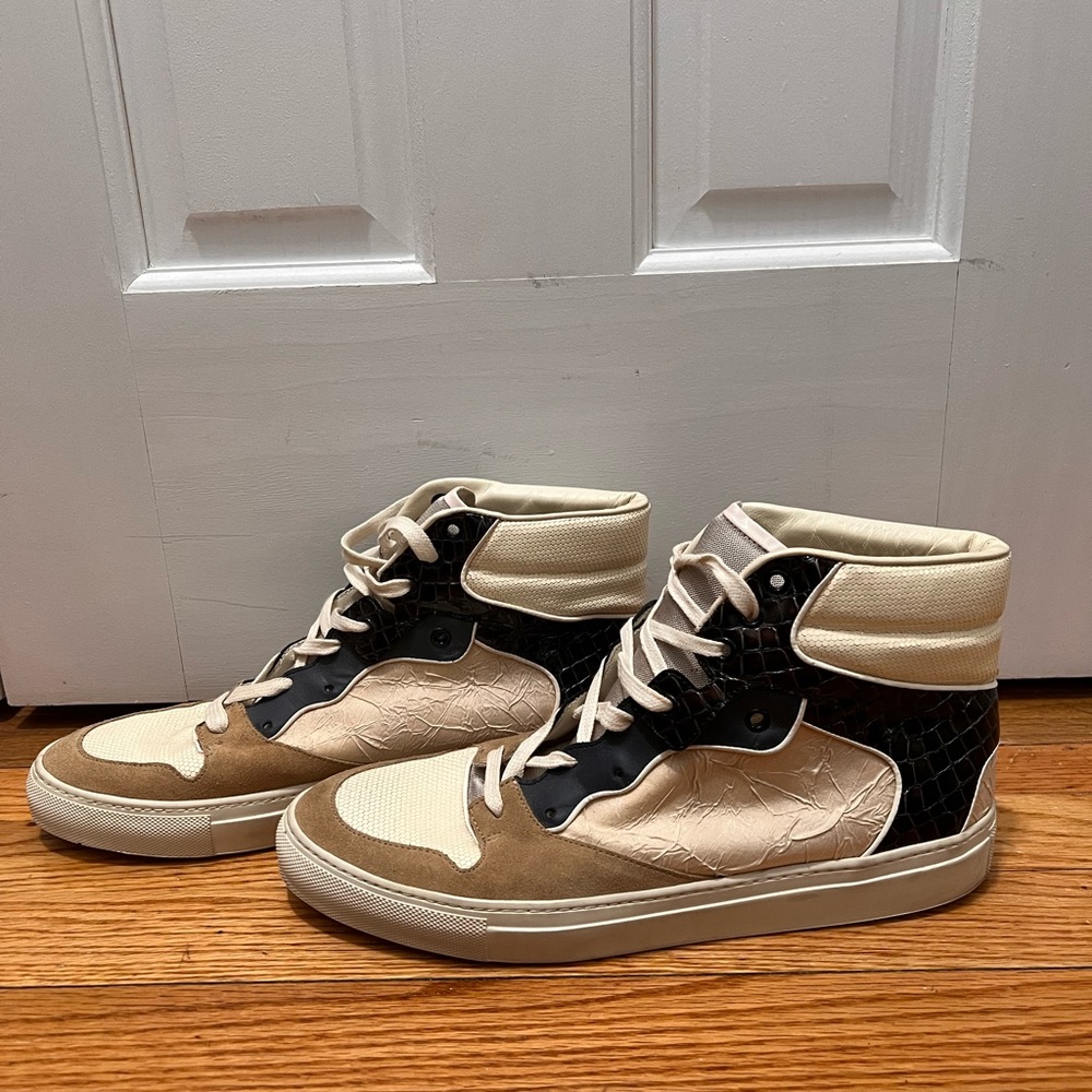 Balenciaga Leather Colorblock Pattern Sneakers